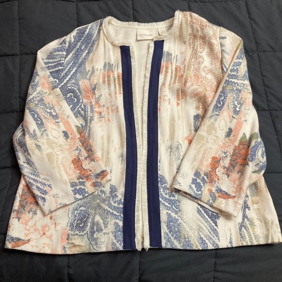 Chico's Jackets & Blazers - Chico's Watercolor-Print Textured Open Boho Jacket   Size: L (Chico size 2)